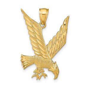 14k Yellow Gold Diamond Cut Eagle Pendant